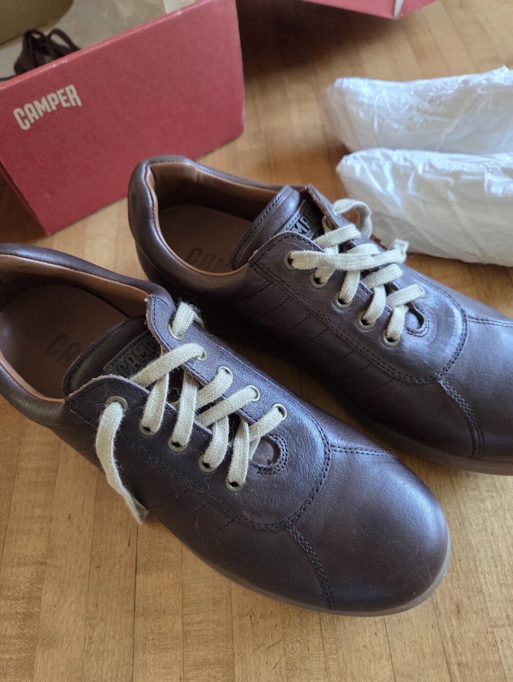 Camper Pelotas Ariel NWT Men’s Brown Leather Shoes with Cream & Brown Laces US10 - Picture 6 of 12